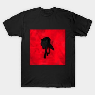 Ghost Wolf with Red Abstract Background T-Shirt